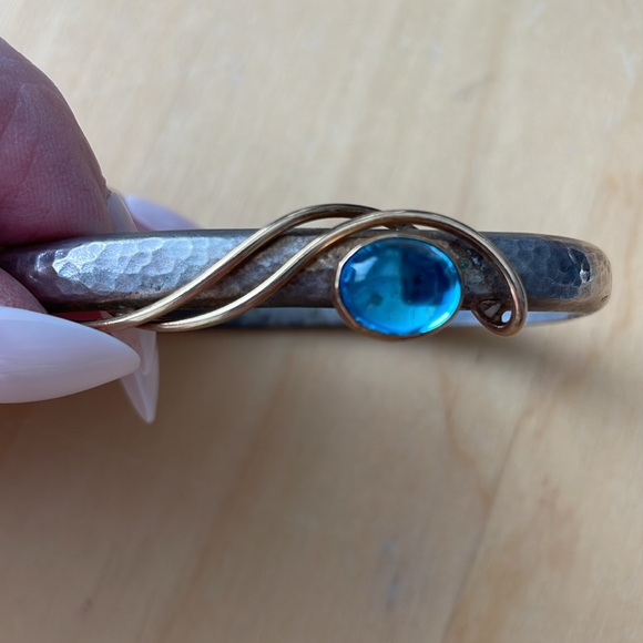 Sterling Silver, Gold and Moonstone Bracelet - Picture 4 of 4